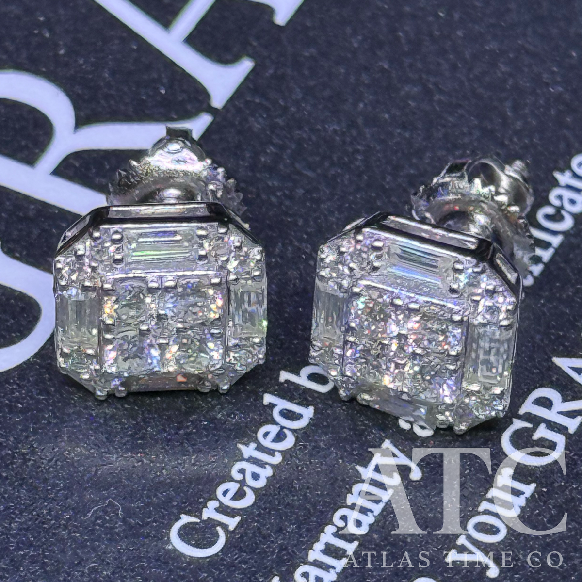 Square VVS1 9mm Moissanite Earrings GRA CERTIFIED - 925 Sterling Silver