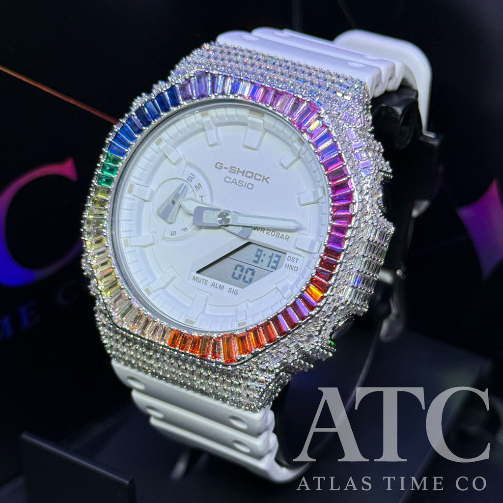 VVS1 Moissanite G-Shock GA-21007A7CR Watch - GRA CERTIFIED (Full Baguette)