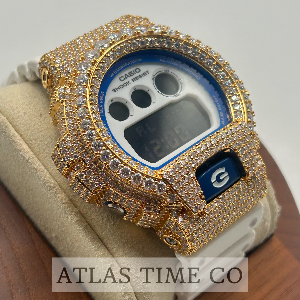 VVS1 Moissanite G-Shock DW-6900HDS-7A1DR Watch - GRA CERTIFIED