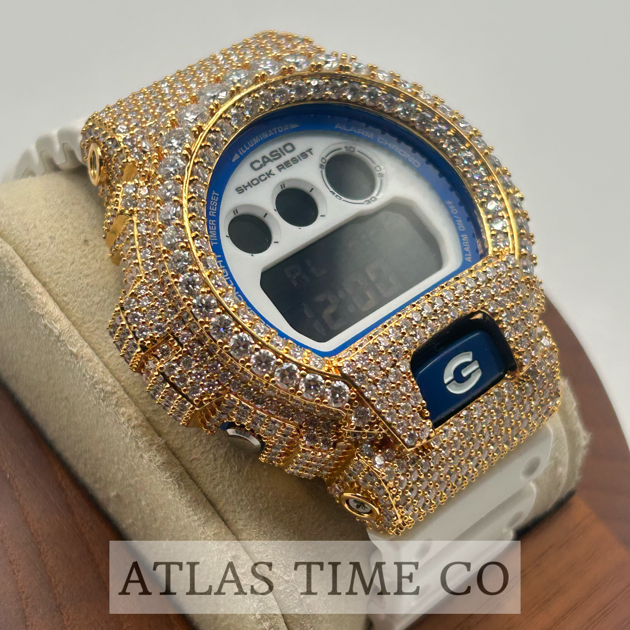 VVS1 Moissanite G-Shock DW-6900HDS-7A1DR Watch - GRA CERTIFIED