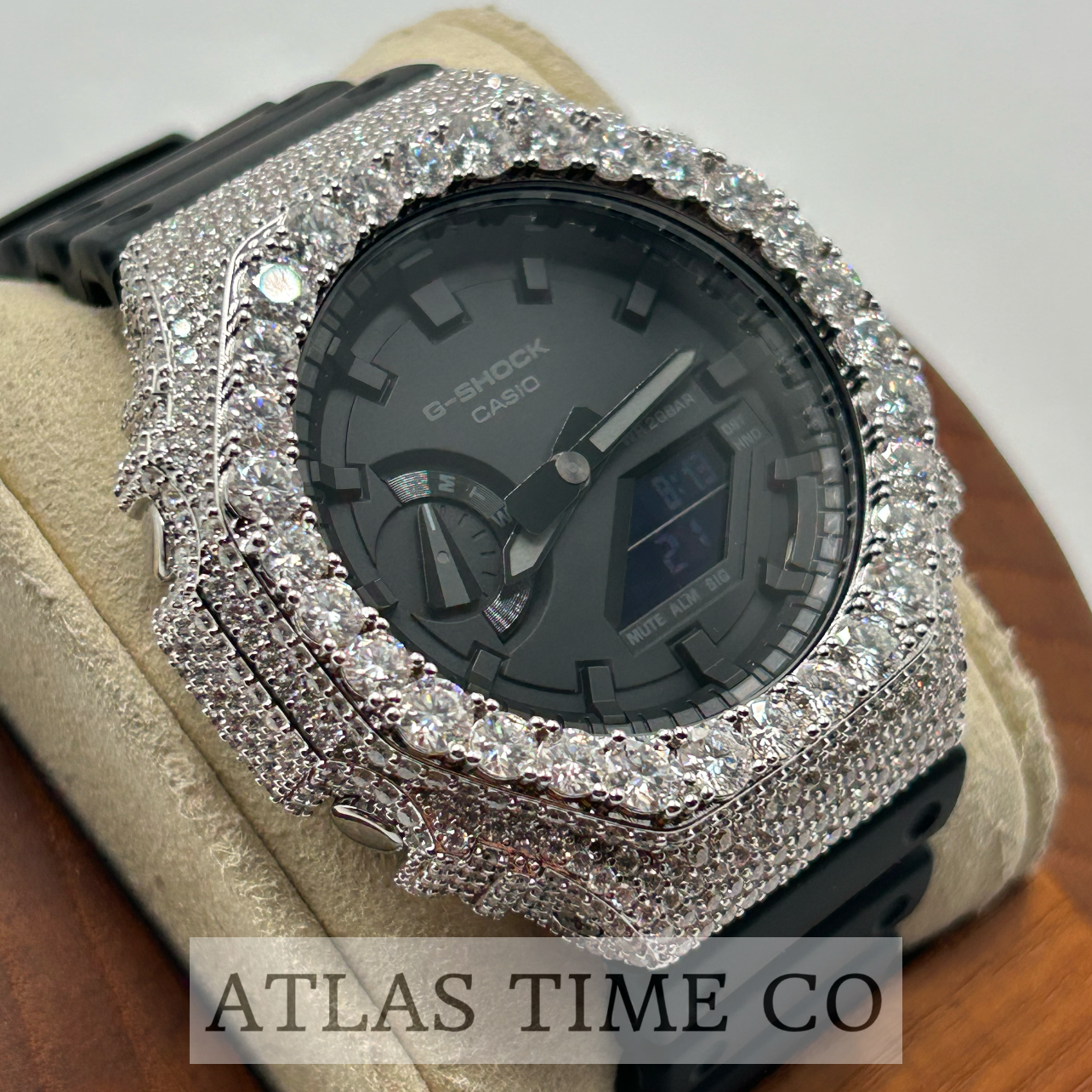 VVS1 Moissanite G-Shock GA-2100-1A1ER Watch - GRA CERTIFIED