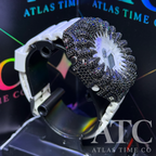 CZ Simulated Black Diamonds G-Shock GA-2100-7A7CR Watch - 5A Grade Cubic Zirconia