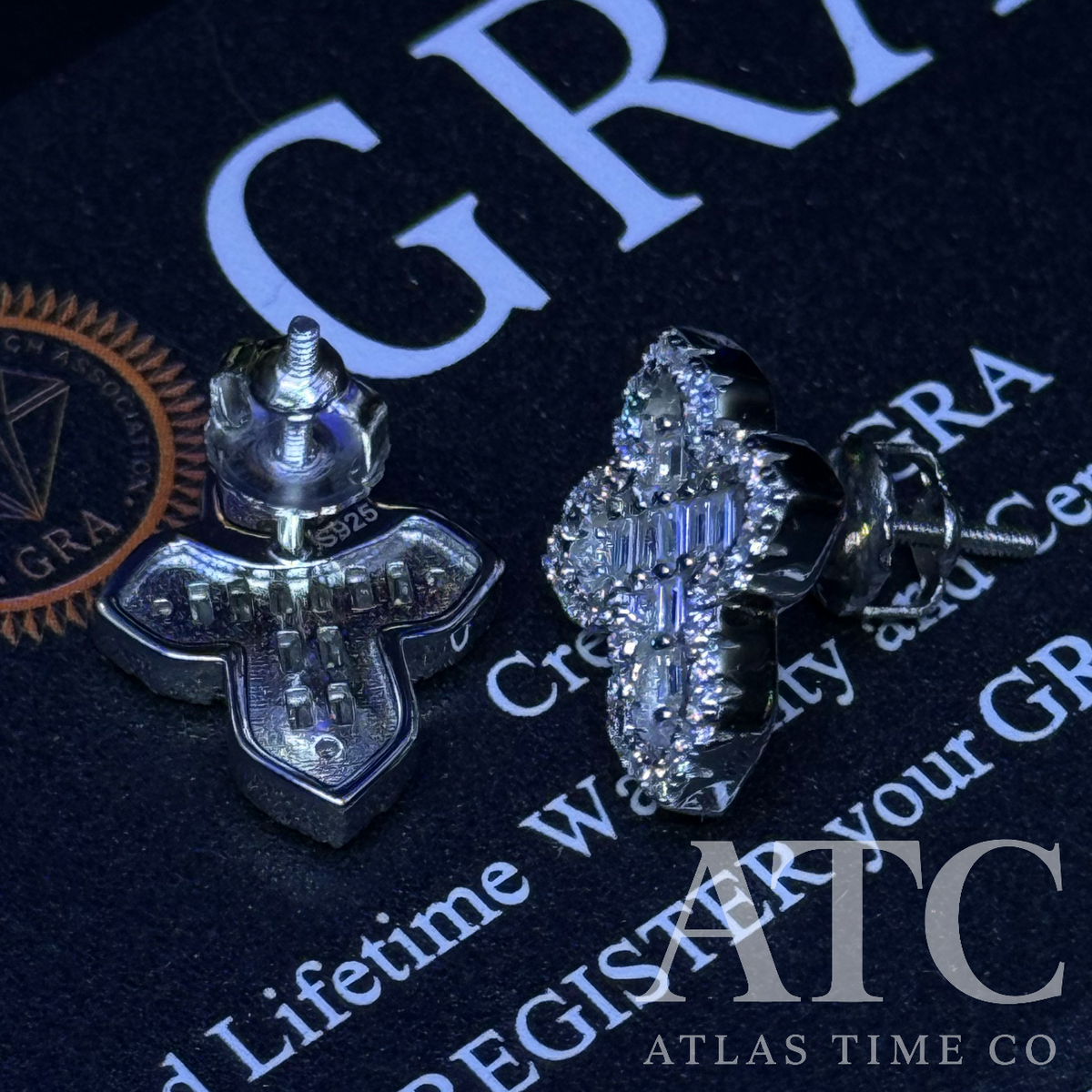 Baguette Cross VVS1 14.5mm Moissanite Earrings GRA CERTIFIED - 925 Sterling Silver