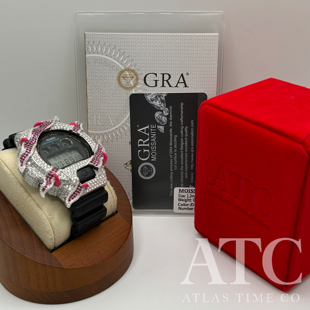VVS1 Moissanite G-Shock ENAMEL SERIES (PINK) DW6900-1V Watch - GRA CERTIFIED