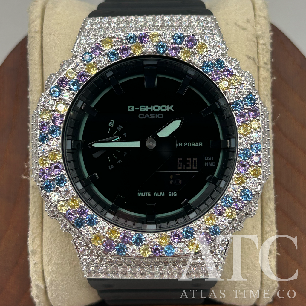 VVS1 Moissanite G-Shock GA2100K-1A Watch - GRA CERTIFIED