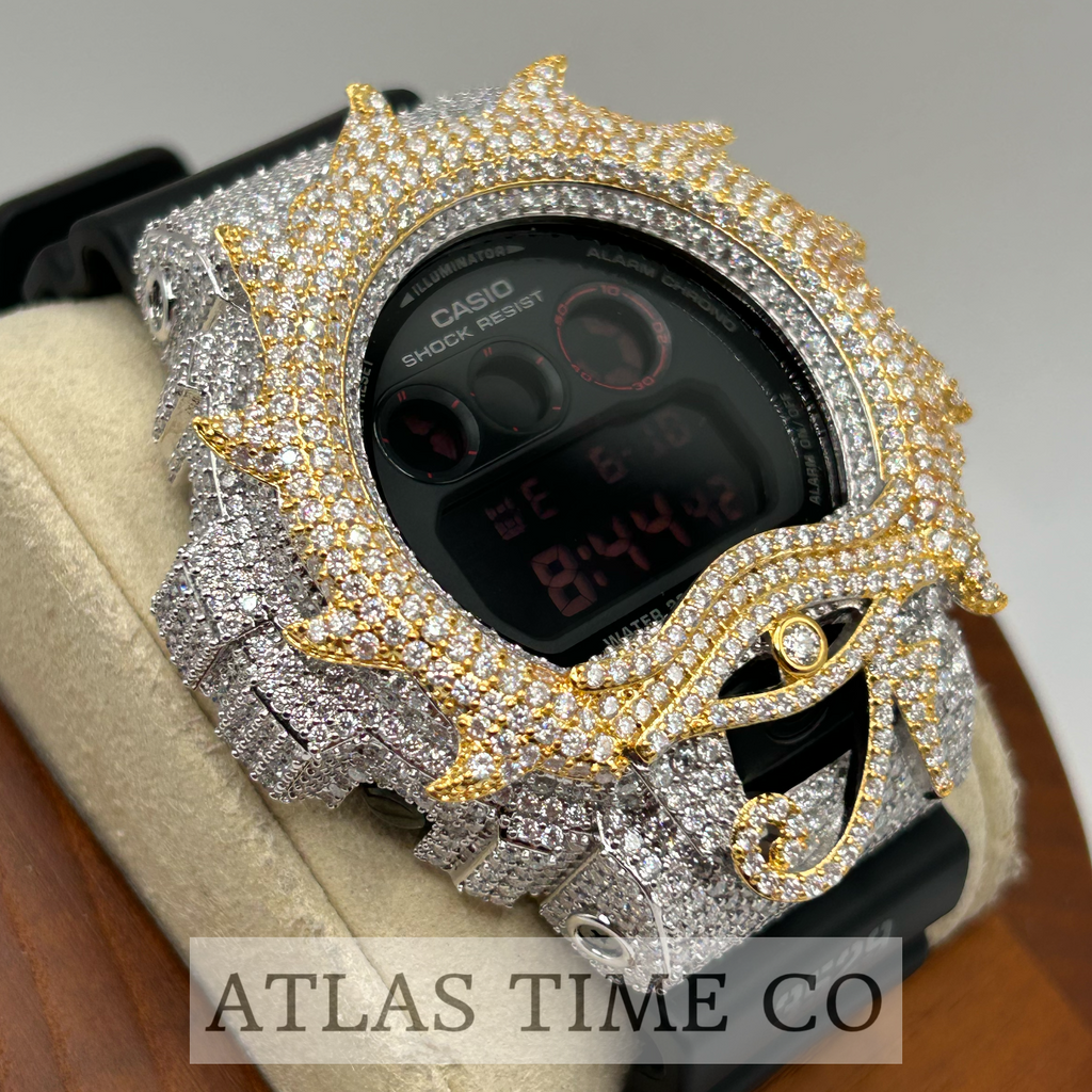 VVS1 Moissanite G-Shock DW6900MS-1 Watch - GRA CERTIFIED - EYE OF HORUS
