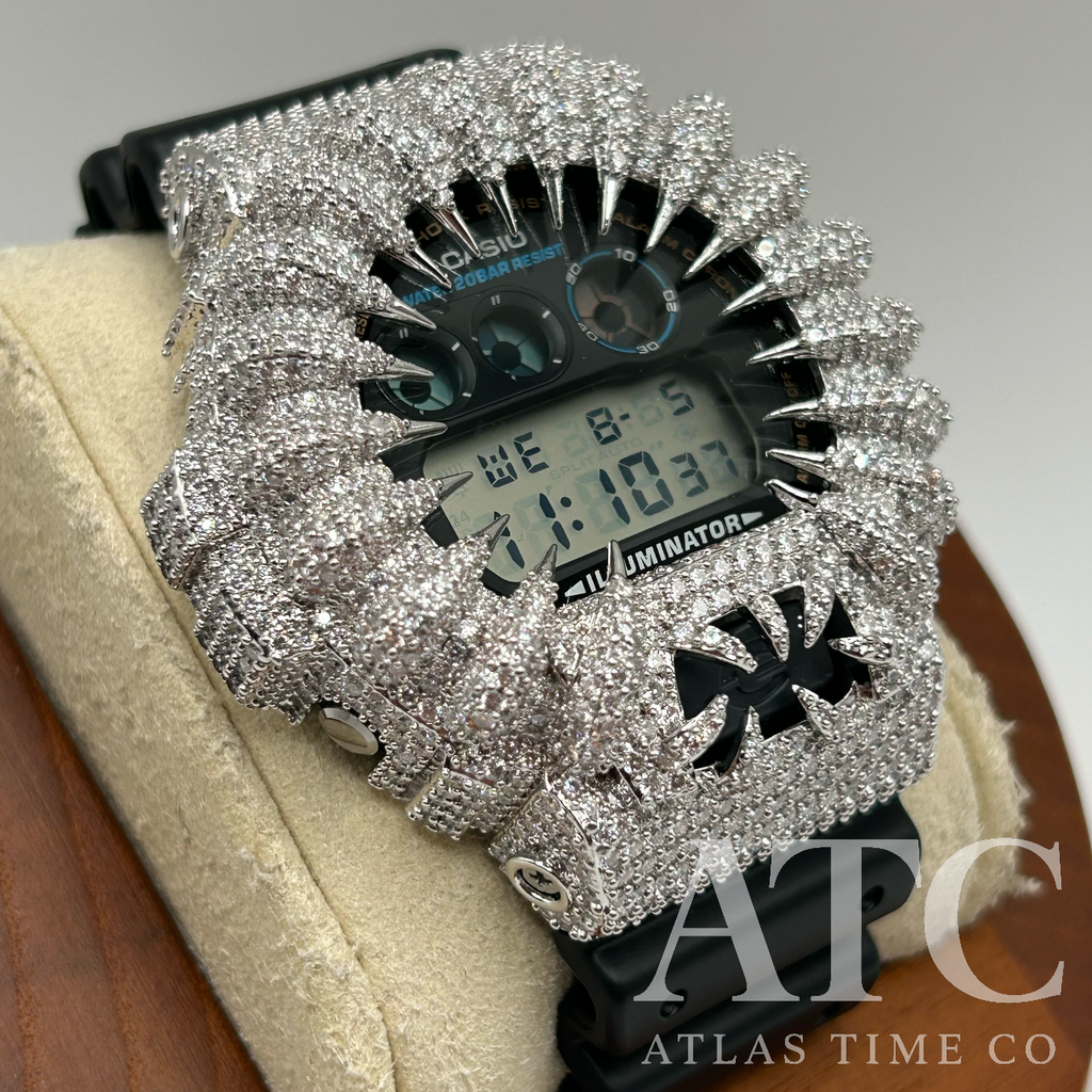 VVS1 Moissanite G-Shock DW6900-1V Watch - GRA CERTIFIED