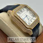 VVS1 Moissanite Atlas Time Co Imperium Stainless Steel Mechanical Watch - GRA CERTIFIED (Gold/Blue)