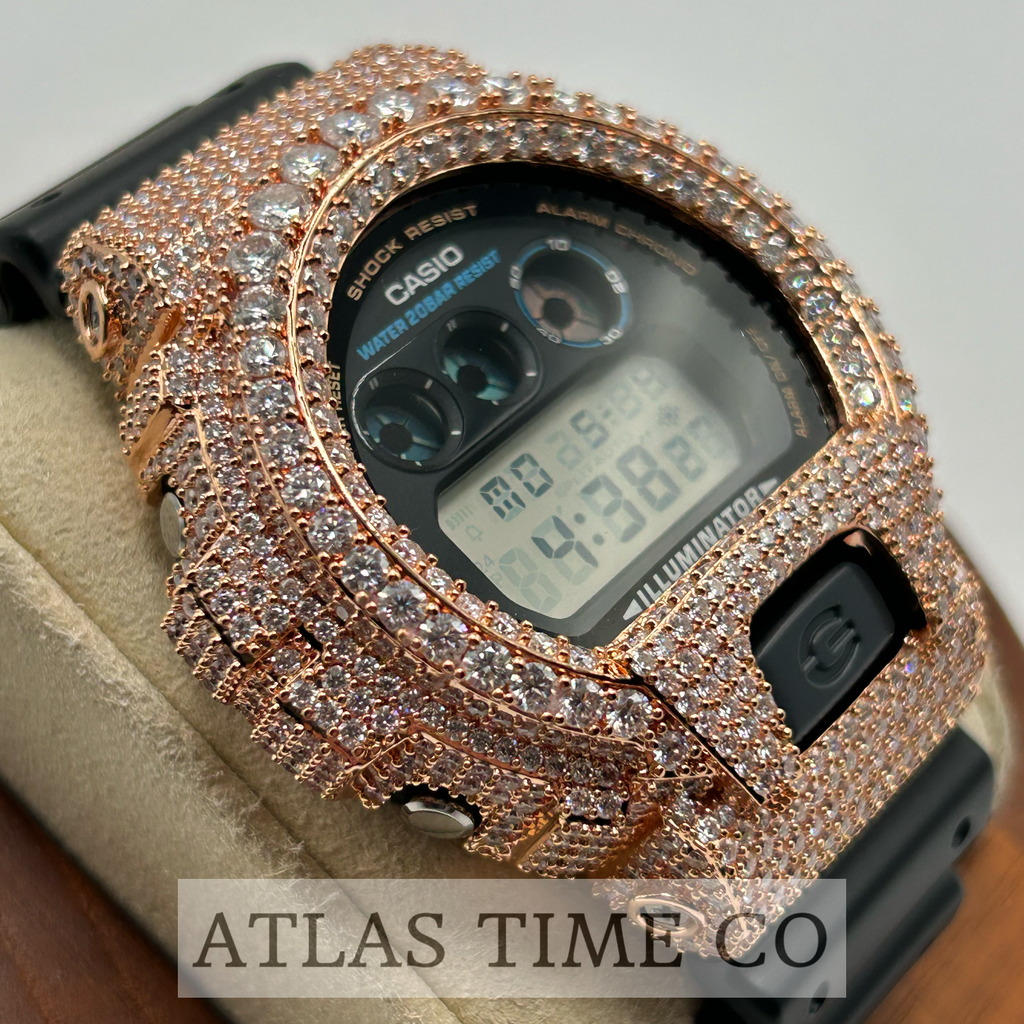 VVS1 Moissanite G-Shock DW6900-1V Watch - GRA CERTIFIED