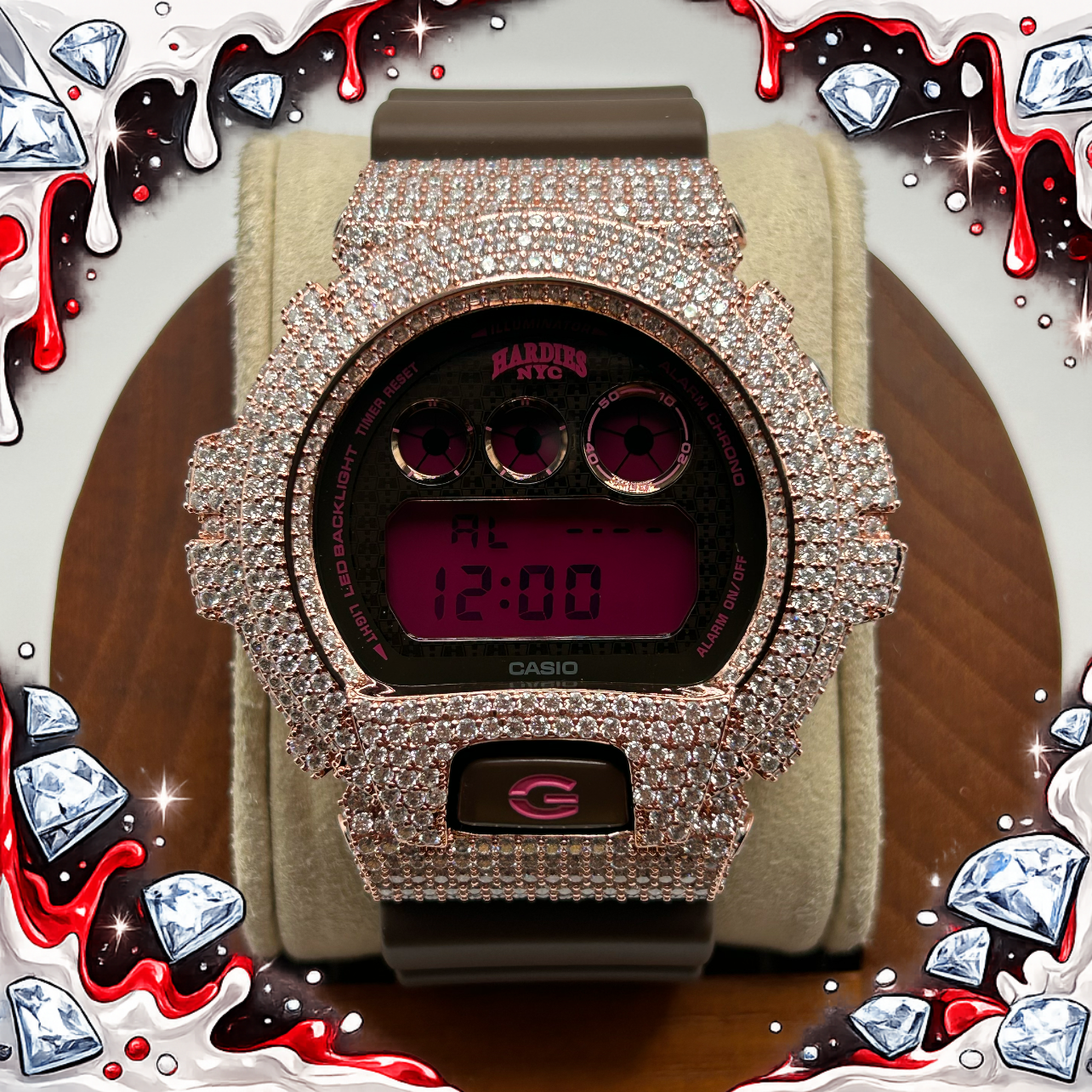 VVS1 Moissanite G-Shock DW6900HH-5 Hardies NYC Special Edition Watch - GRA CERTIFIED