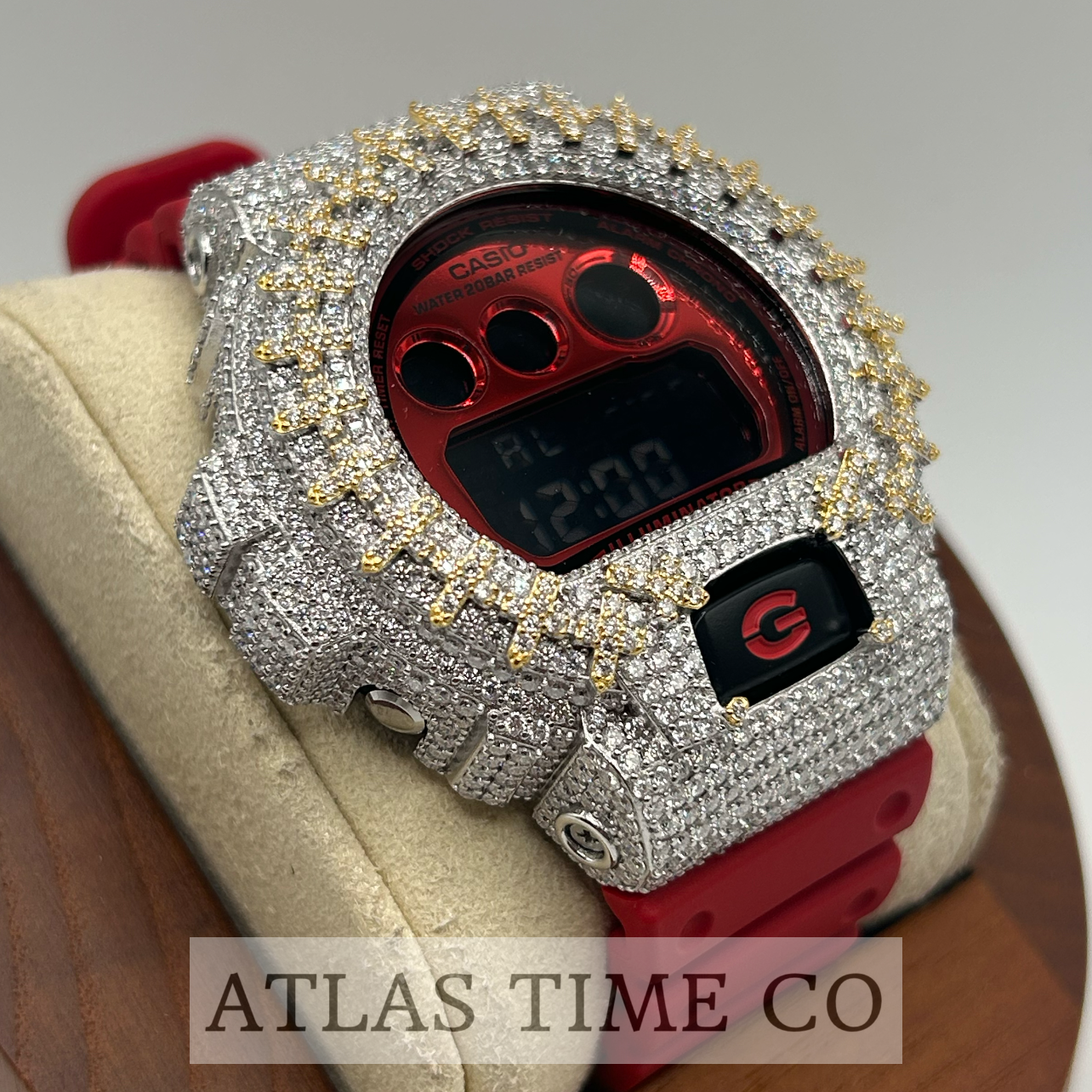 VVS1 Moissanite G-Shock DW-6900RRB-4 Watch - GRA CERTIFIED