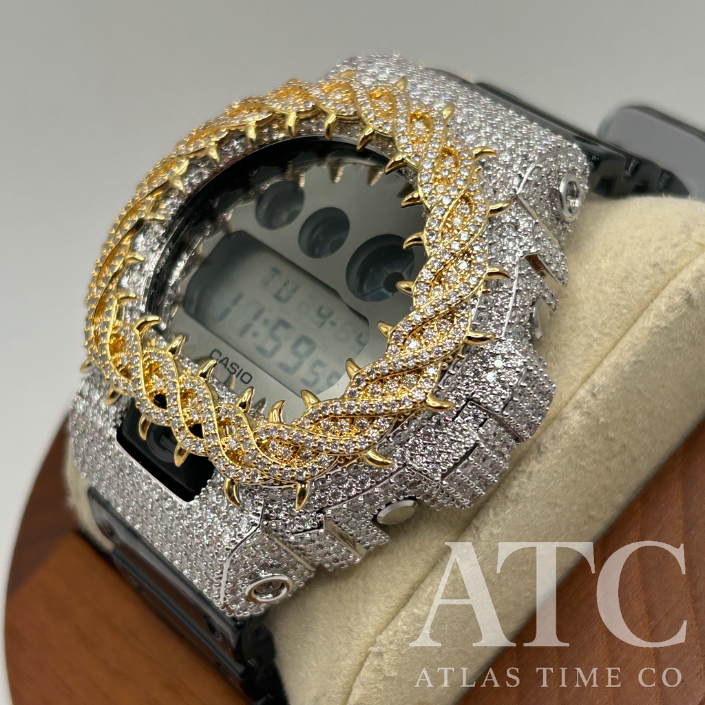 VVS1 Moissanite G-Shock DW6900SK-1 Watch - GRA CERTIFIED