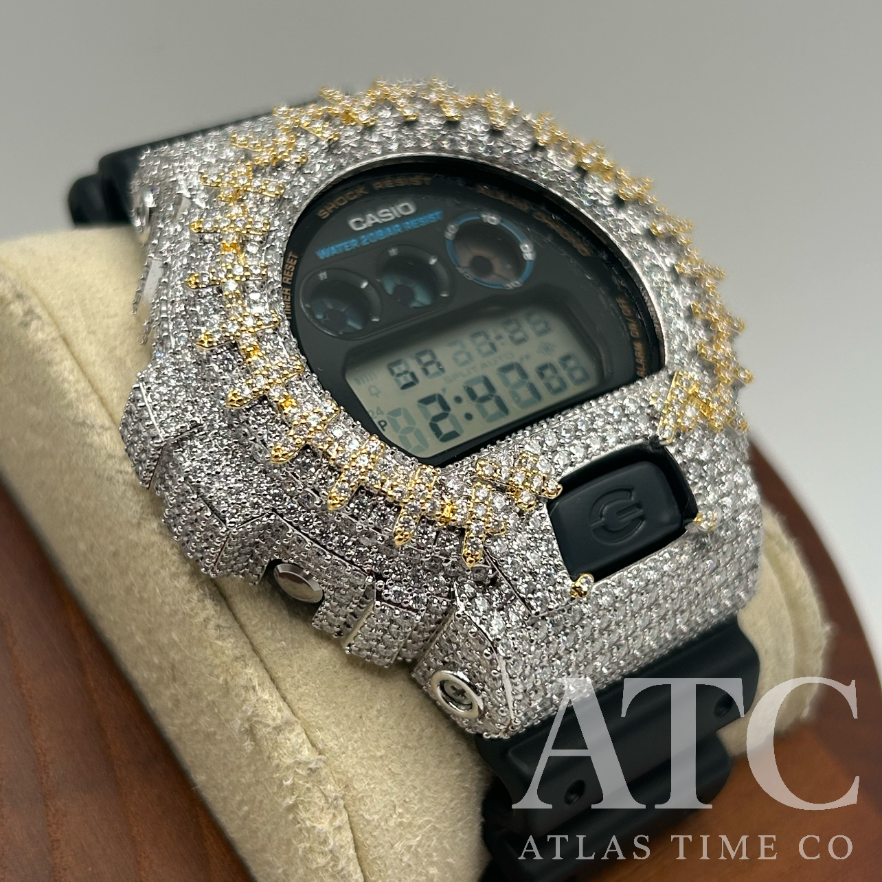 VVS1 Moissanite G-Shock Cross DW6900-1V Watch - GRA CERTIFIED