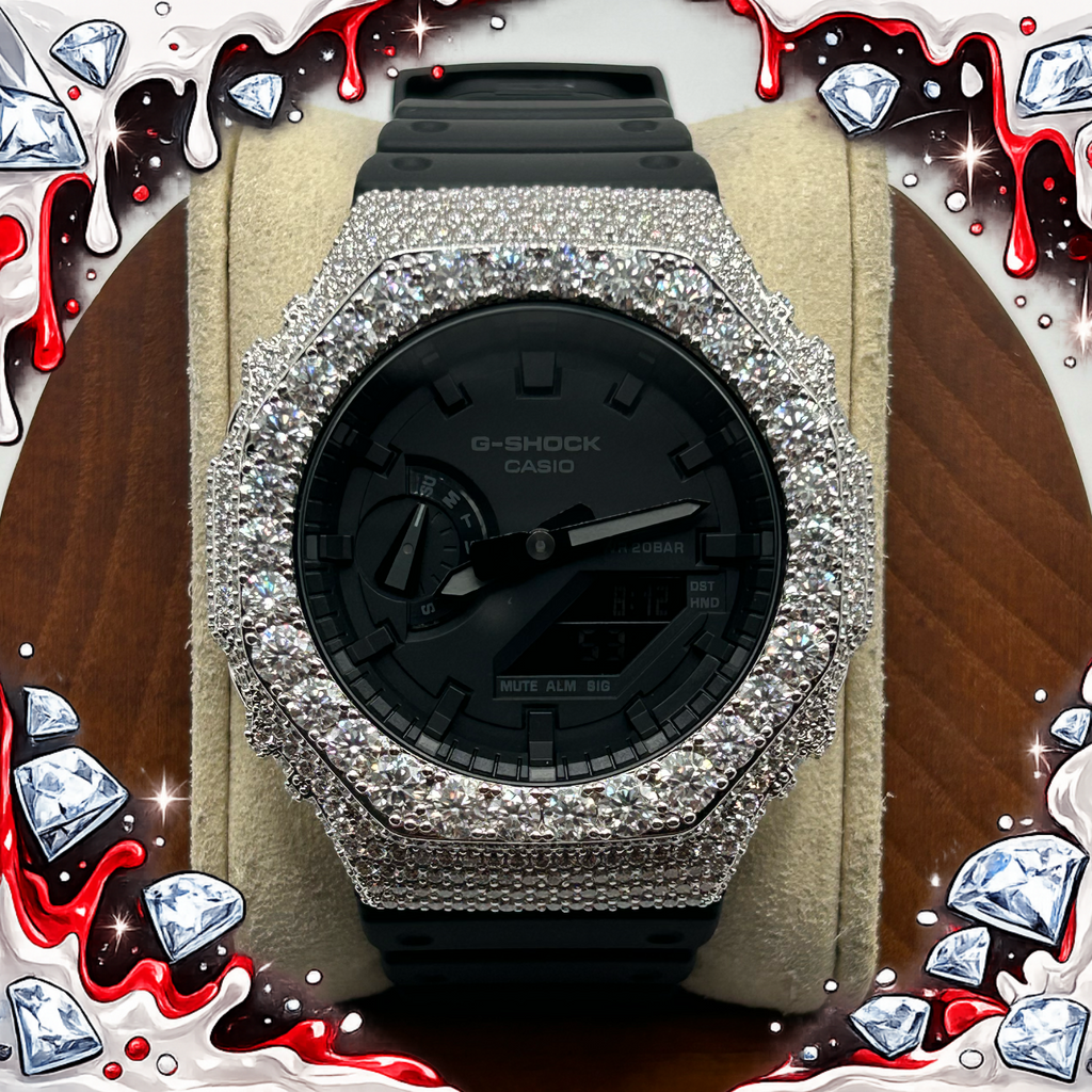 VVS1 Moissanite G-Shock GA-2100-1A1ER Watch - GRA CERTIFIED
