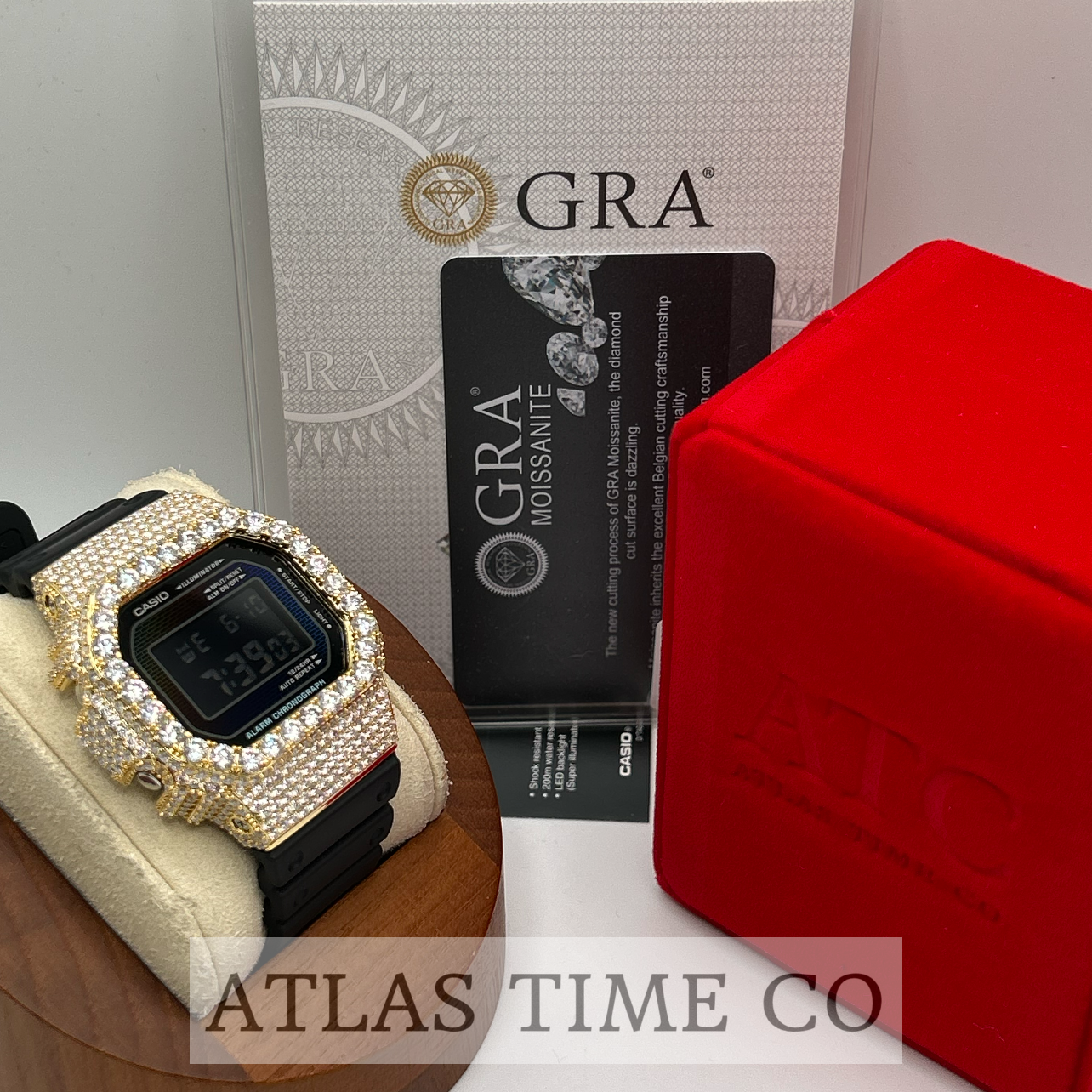 VVS1 Moissanite G-Shock DW-5600RW-1 Watch - GRA CERTIFIED