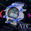 VVS1 Moissanite G-Shock DW6900-1V Watch - GRA CERTIFIED (ATC Enamel Series Blue)