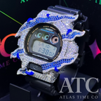 VVS1 Moissanite G-Shock DW6900-1V Watch - GRA CERTIFIED (ATC Enamel Series Blue)