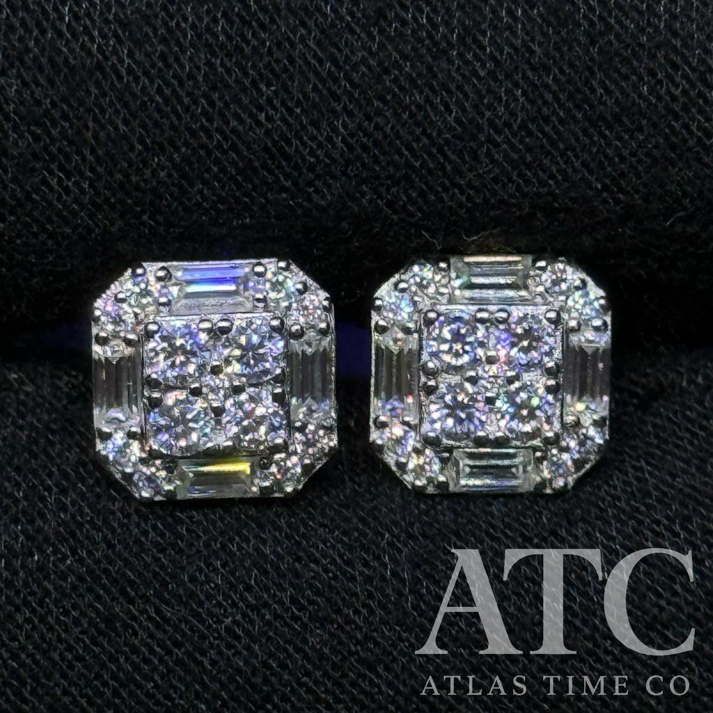 Square VVS1 9mm Moissanite Earrings GRA CERTIFIED - 925 Sterling Silver