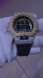 VVS1 Moissanite G-Shock DW6900CF-1 Watch - GRA CERTIFIED