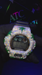 VVS1 Moissanite G-Shock DW6900-1V Watch - GRA CERTIFIED (ATC Enamel Series Maple Leaf)