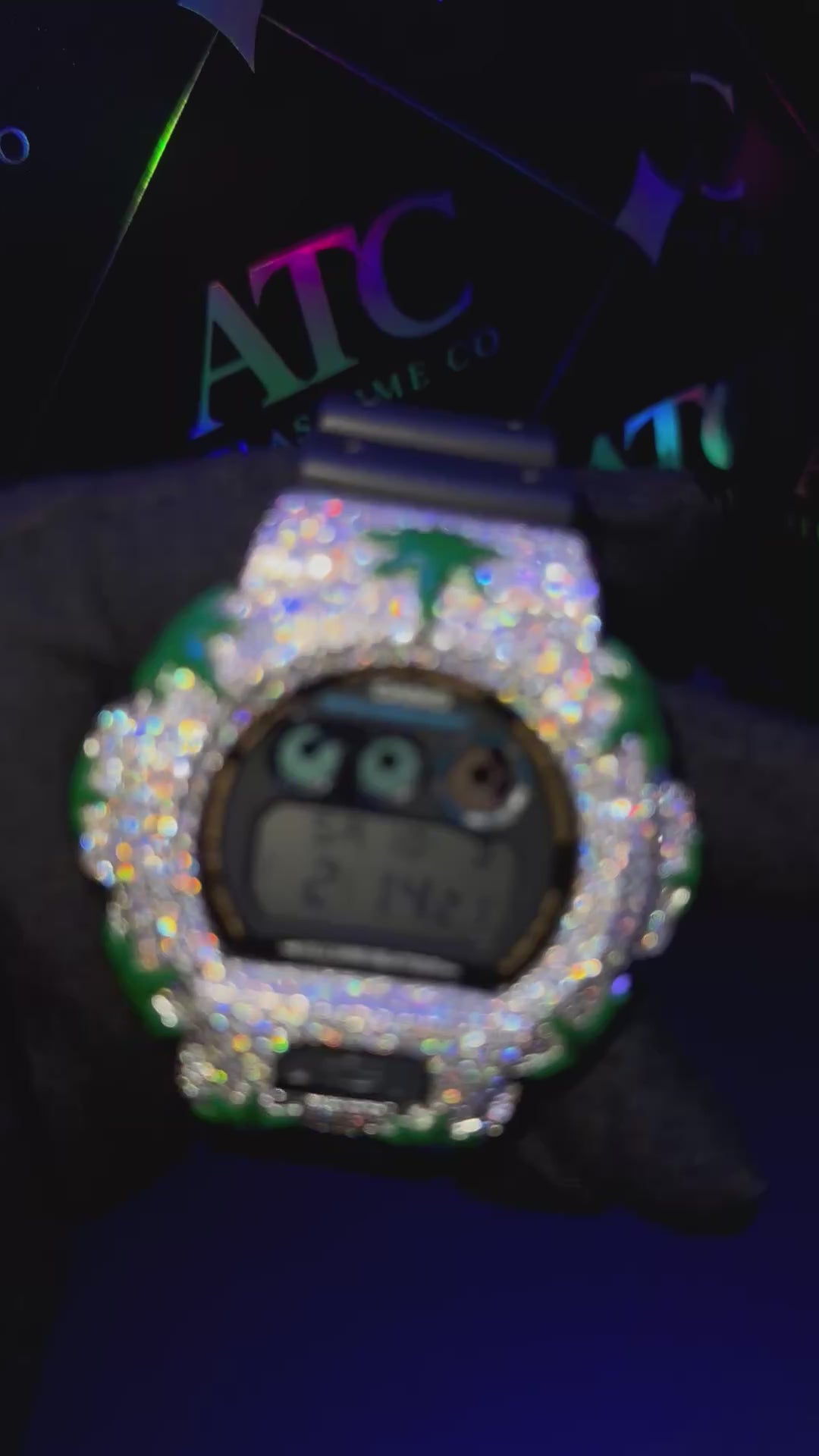 VVS1 Moissanite G-Shock DW6900-1V Watch - GRA CERTIFIED (ATC Enamel Series Maple Leaf)