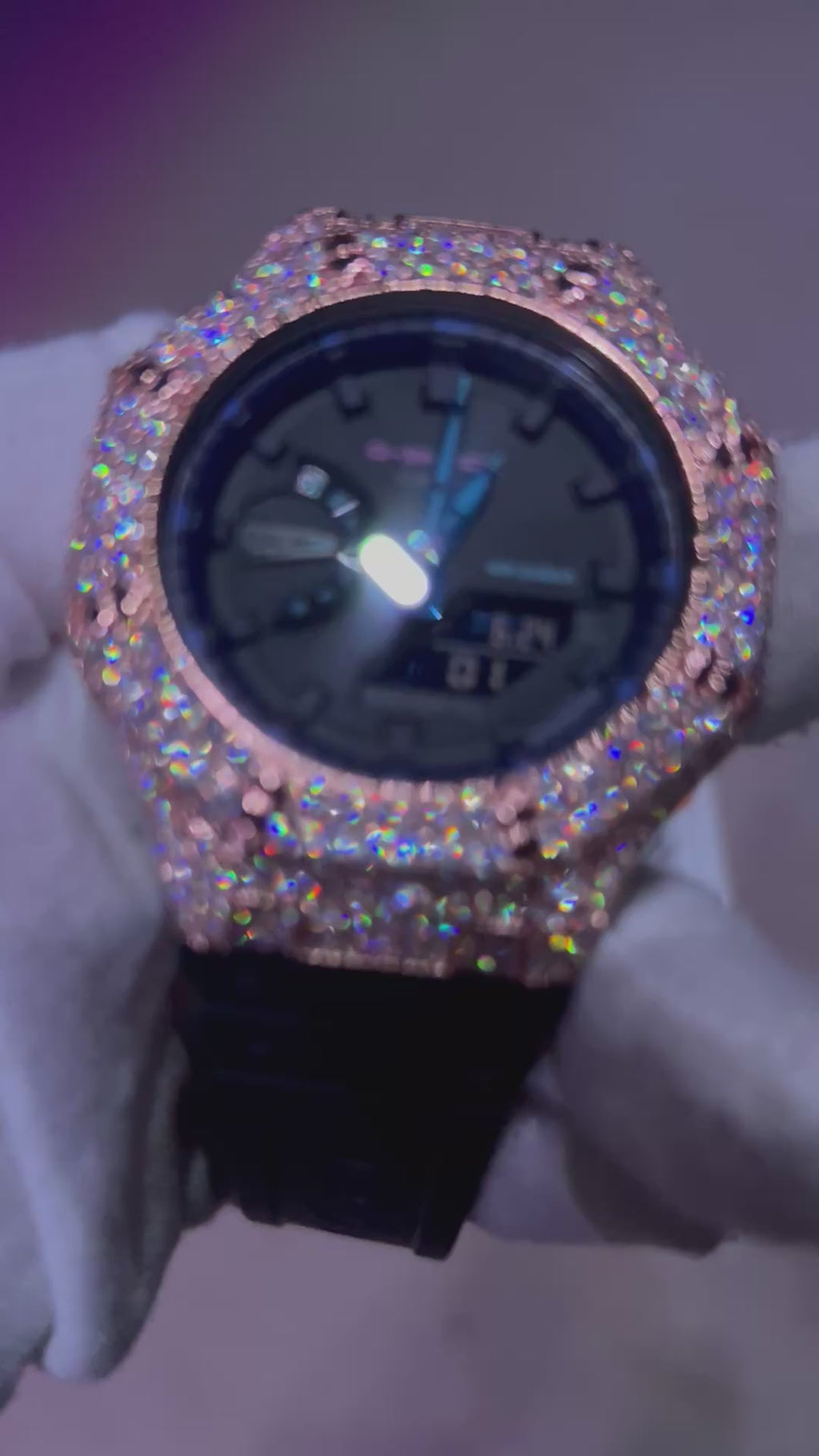 VVS1 Moissanite G-Shock GA-2100VB-1A Watch - GRA CERTIFIED