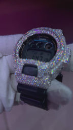 VVS1 Moissanite G-Shock DW6900-1V Watch - GRA CERTIFIED