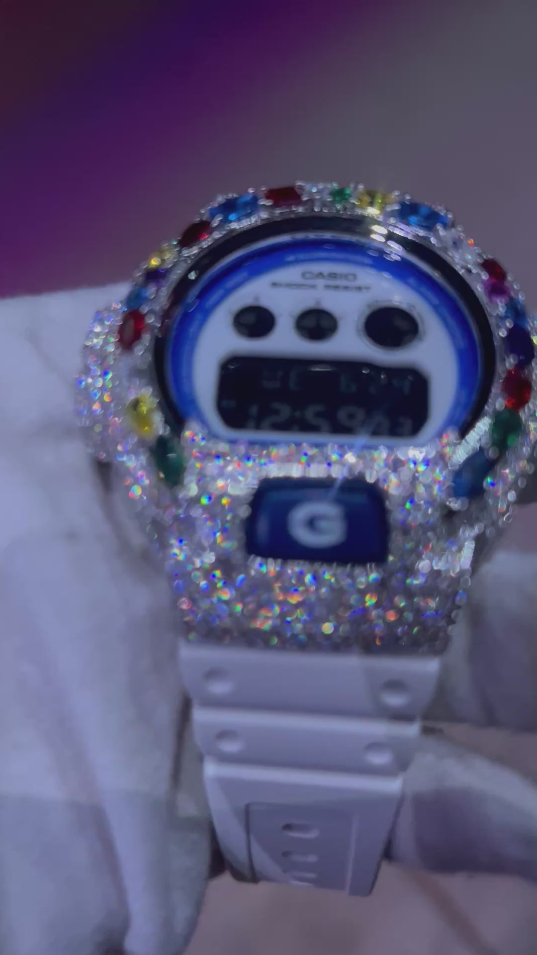VVS1 Moissanite G-Shock DW-6900HDS-7A1DR Watch - GRA CERTIFIED