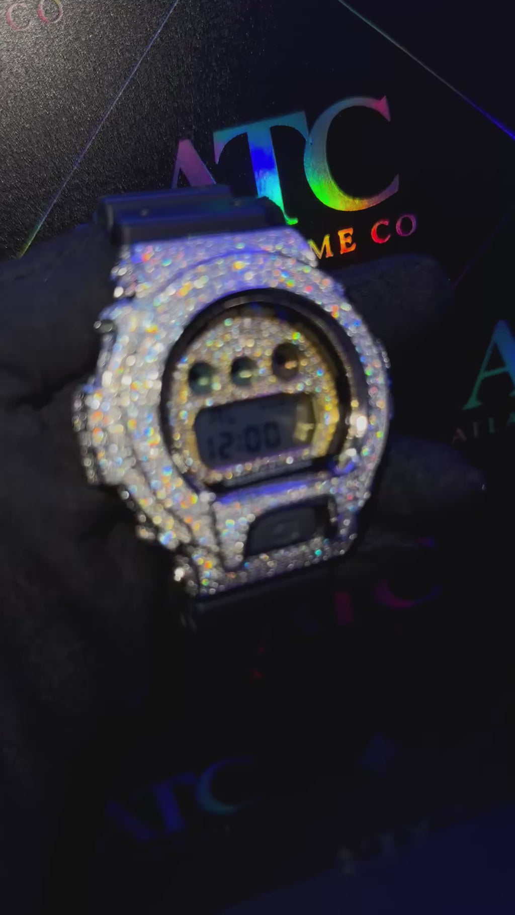 VVS1 Moissanite G-Shock DW6900-1V Watch - GRA CERTIFIED