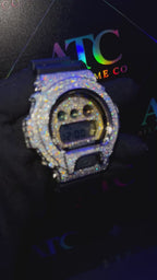 VVS1 Moissanite G-Shock DW6900-1V Watch - GRA CERTIFIED
