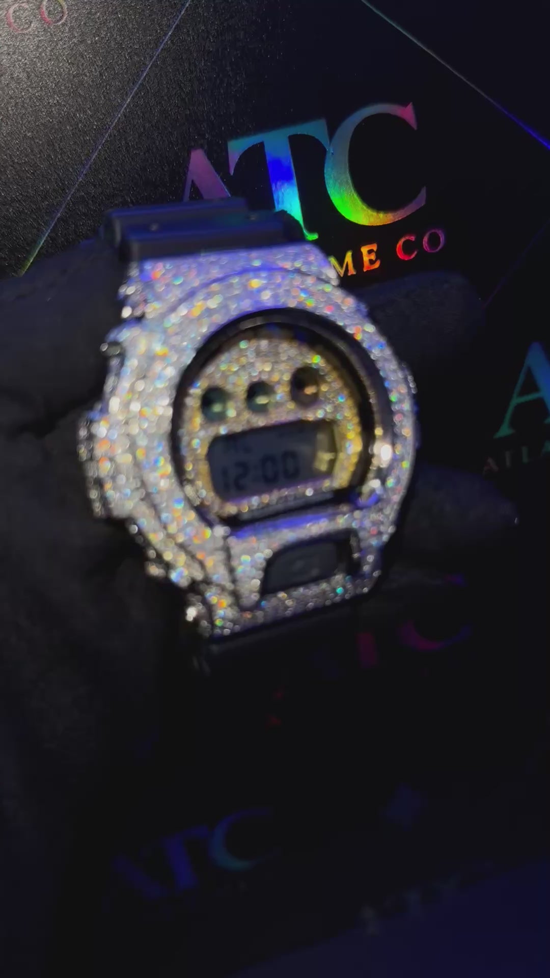 VVS1 Moissanite G-Shock DW6900-1V Watch - GRA CERTIFIED
