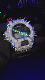 VVS1 Moissanite G-Shock Spikes DW6900-1V Watch - GRA CERTIFIED
