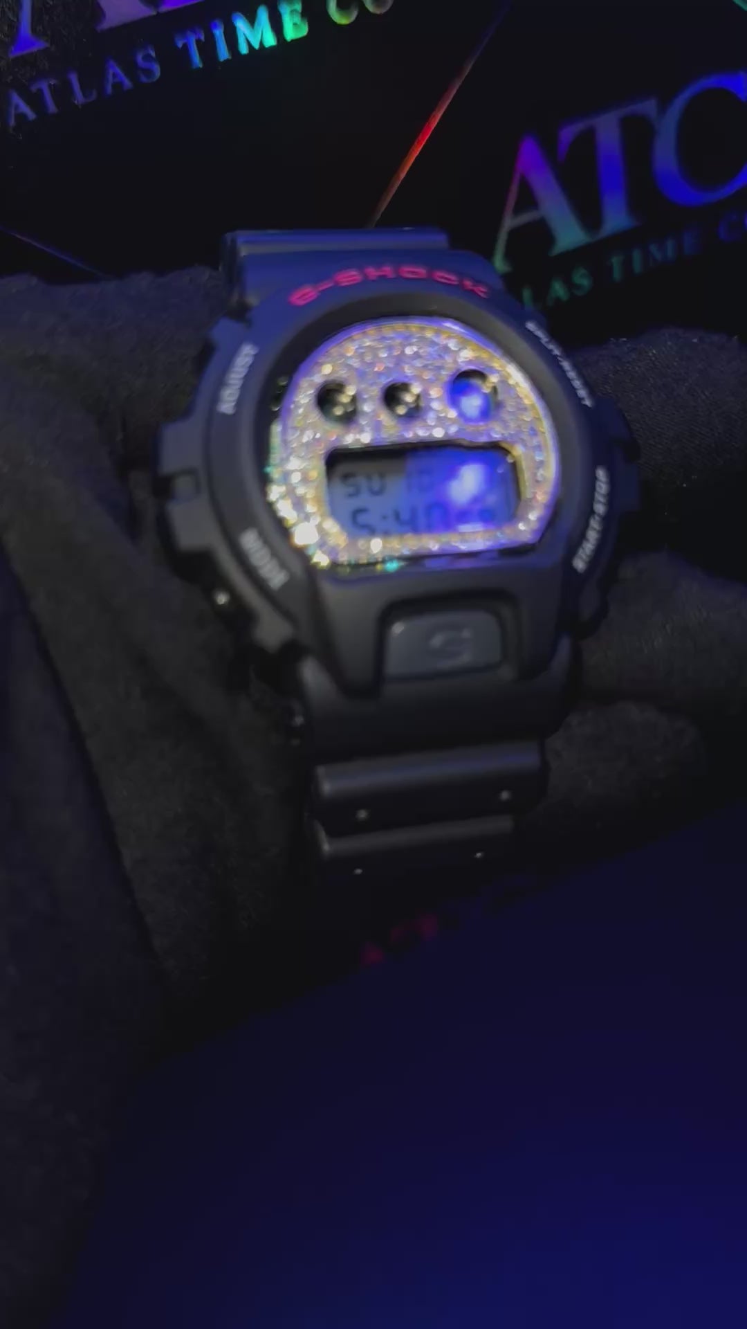 VVS1 Moissanite G-Shock DW6900-1V Watch - GRA CERTIFIED