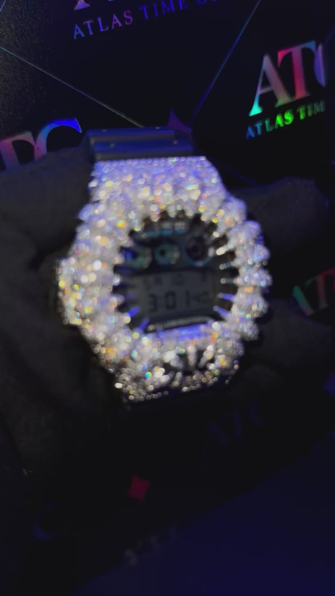 VVS1 Moissanite G-Shock DW6900-1V Watch - GRA CERTIFIED