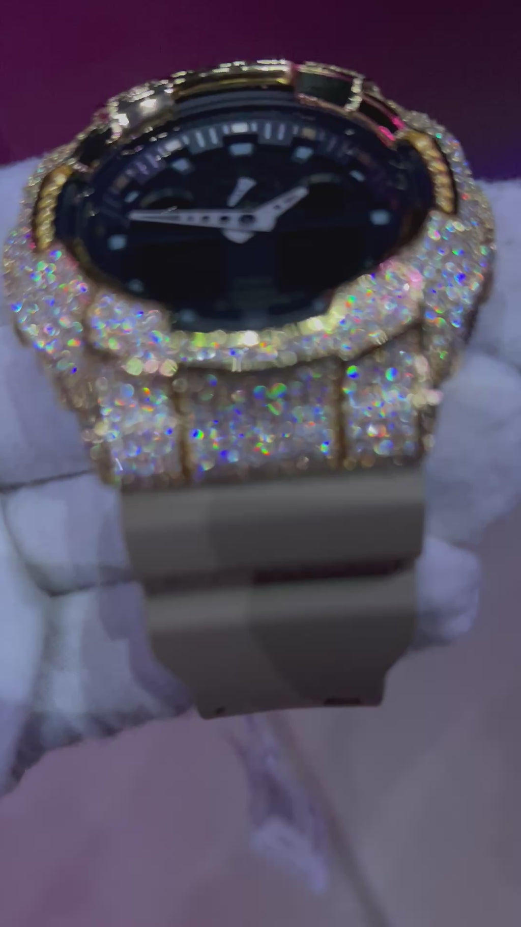 VVS1 Moissanite G-Shock GA100LA8 Watch - GRA CERTIFIED
