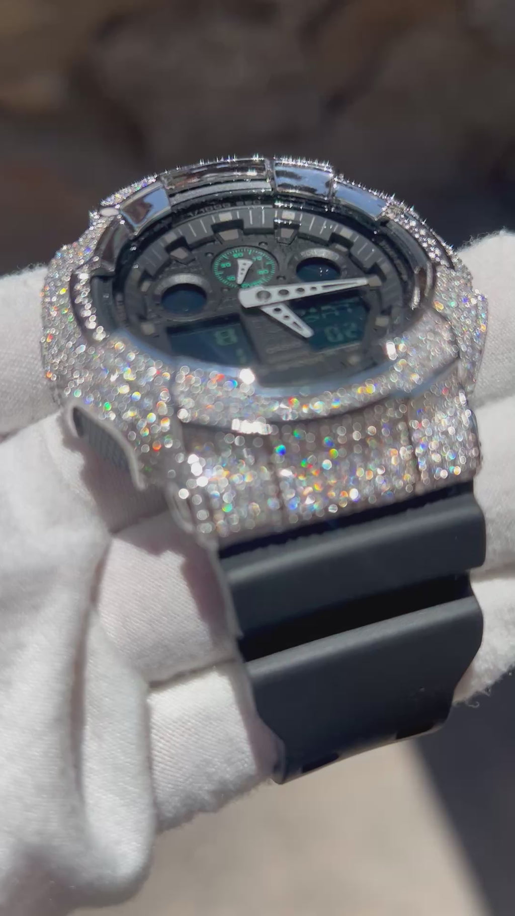 VVS1 Moissanite G-Shock GA100MB1ACR Watch - GRA CERTIFIED