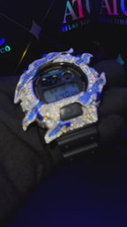 VVS1 Moissanite G-Shock DW6900-1V Watch - GRA CERTIFIED (ATC Enamel Series Blue)
