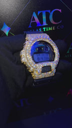 VVS1 Moissanite G-Shock DW6900-1V Watch - GRA CERTIFIED