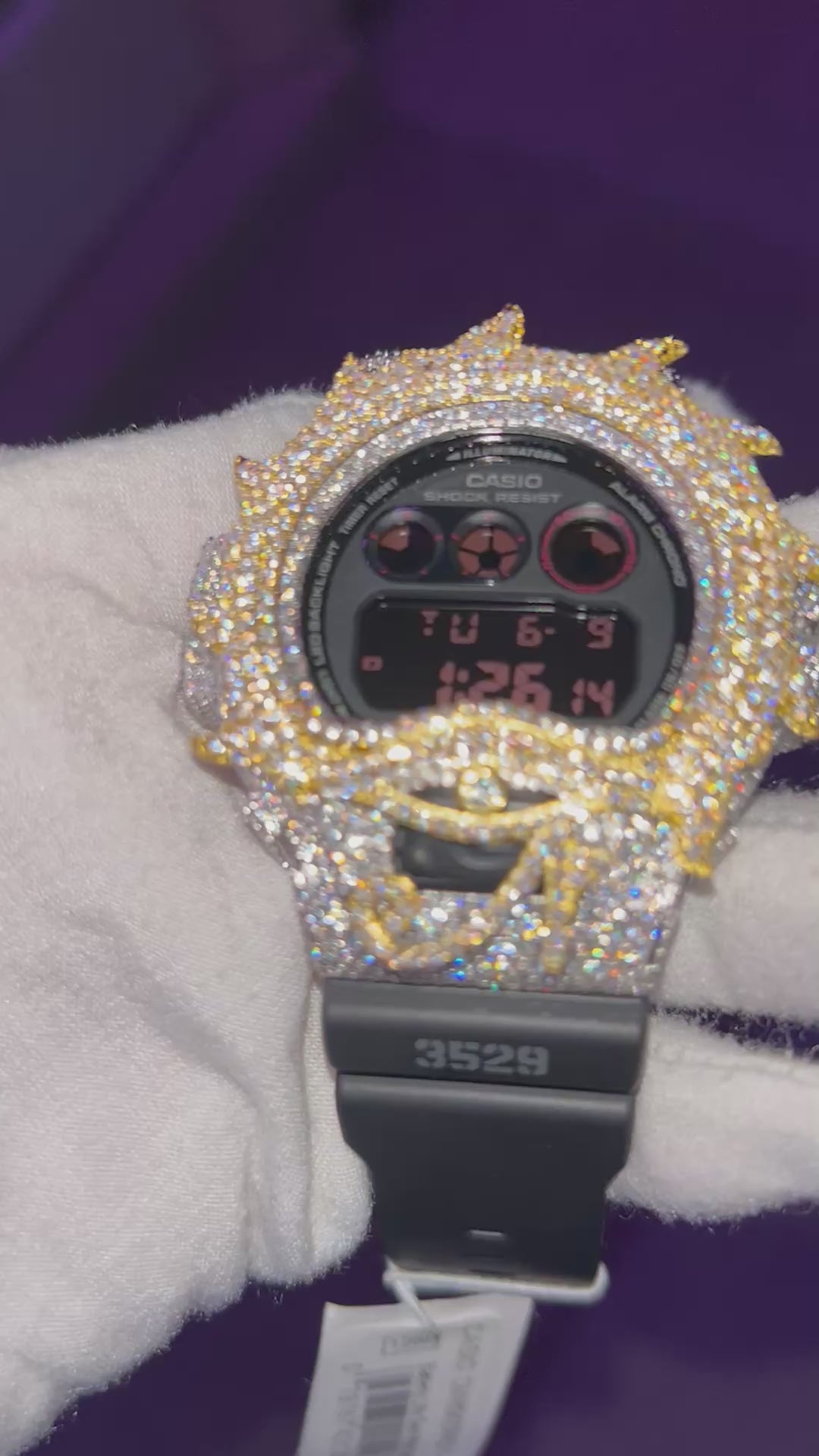 VVS1 Moissanite G-Shock DW6900MS-1 Watch - GRA CERTIFIED - EYE OF HORUS