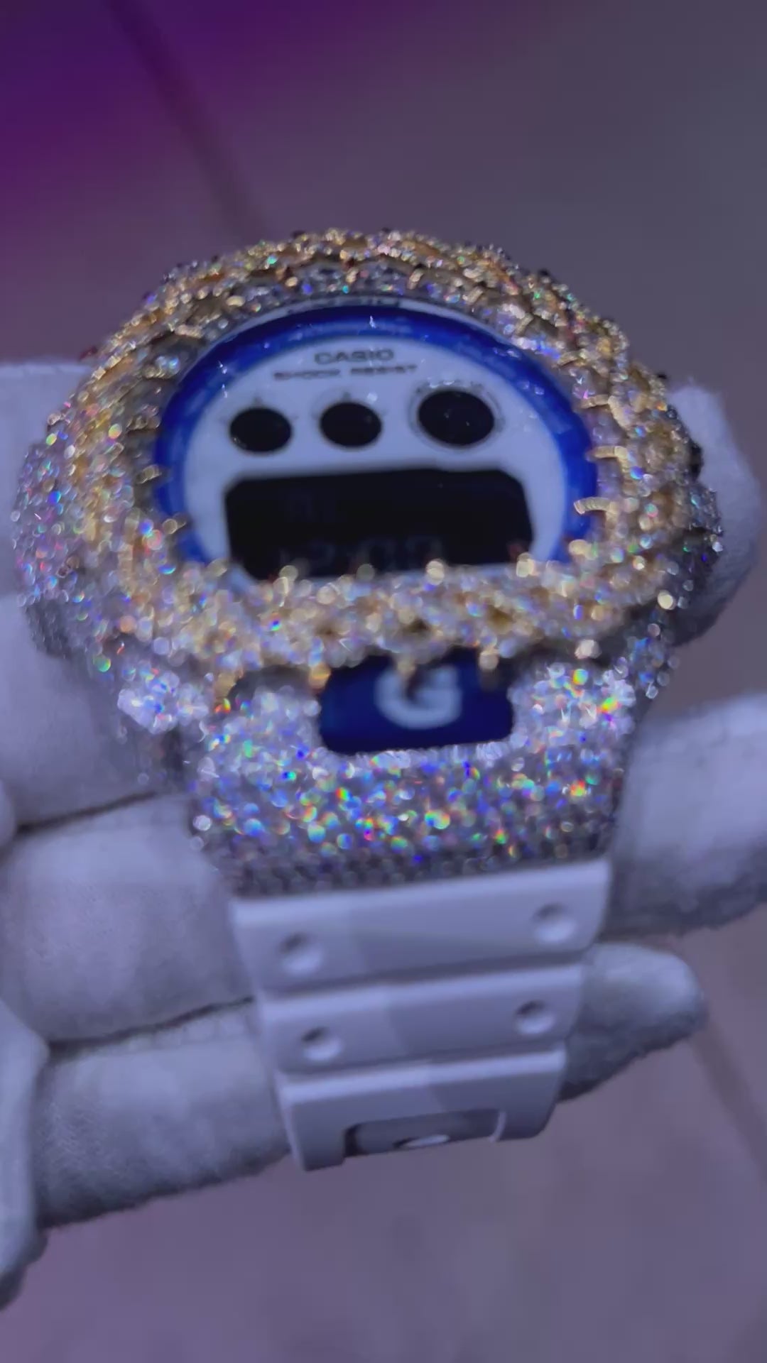 VVS1 Moissanite G-Shock DW-6900HDS-7A1DR Watch - GRA CERTIFIED