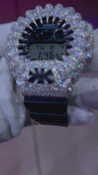 VVS1 Moissanite G-Shock DW6900-1V Watch - GRA CERTIFIED