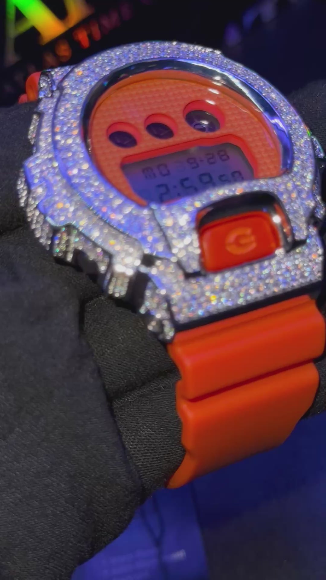 VVS1 Moissanite G-Shock DW6900GL-4DR "Lucky Drop" Watch - GRA CERTIFIED