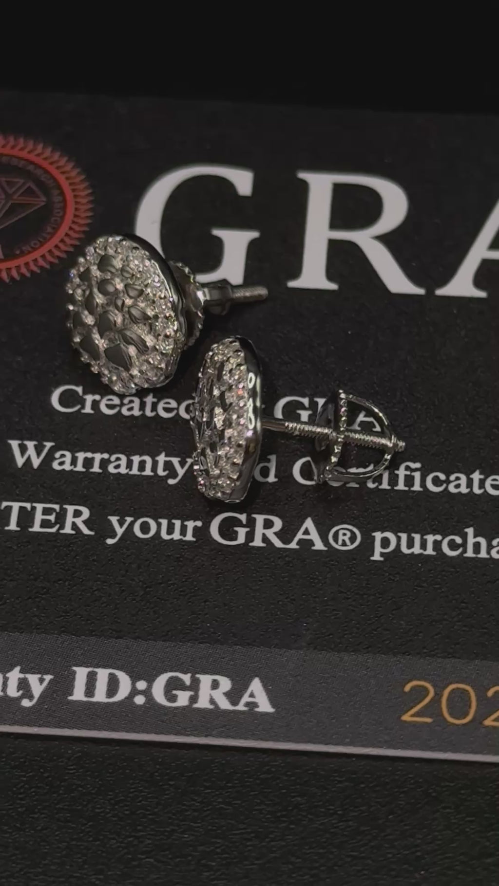 Round Nugget VVS1 10mm Moissanite Earrings GRA CERTIFIED - 925 Sterling Silver