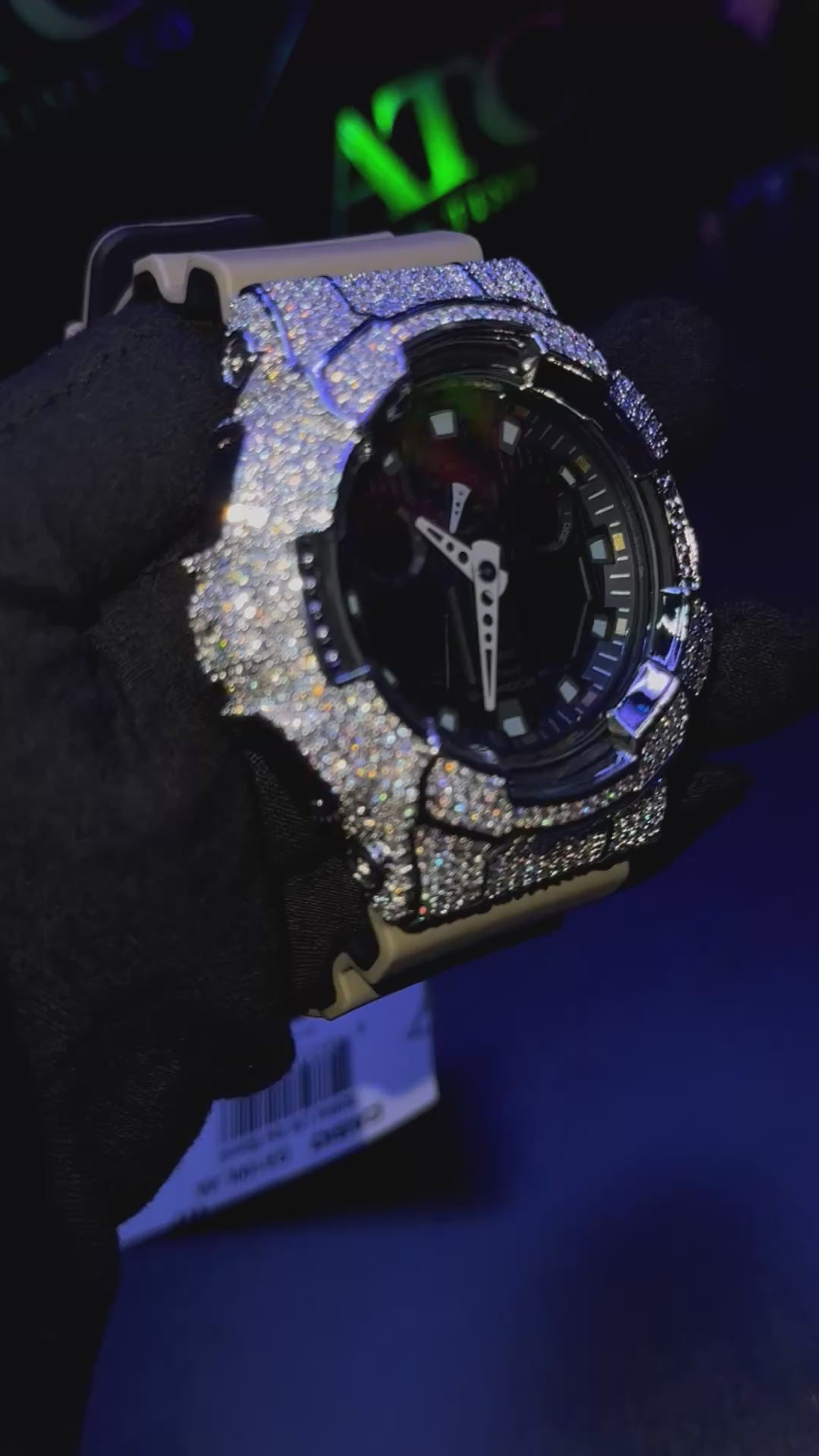 VVS1 Moissanite G-Shock GA-100LA8 Watch - GRA CERTIFIED