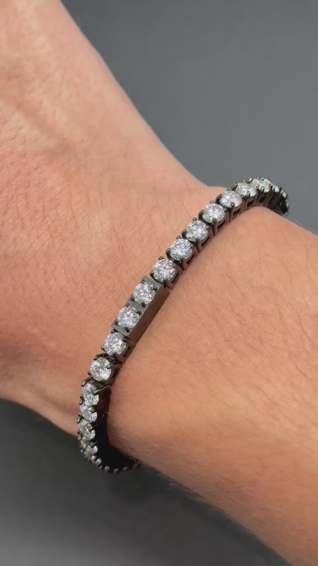 4MM VVS1 Moissanite Black Rhodium Plated Tennis Bracelet GRA CERTIFIED - 316L Stainless Steel