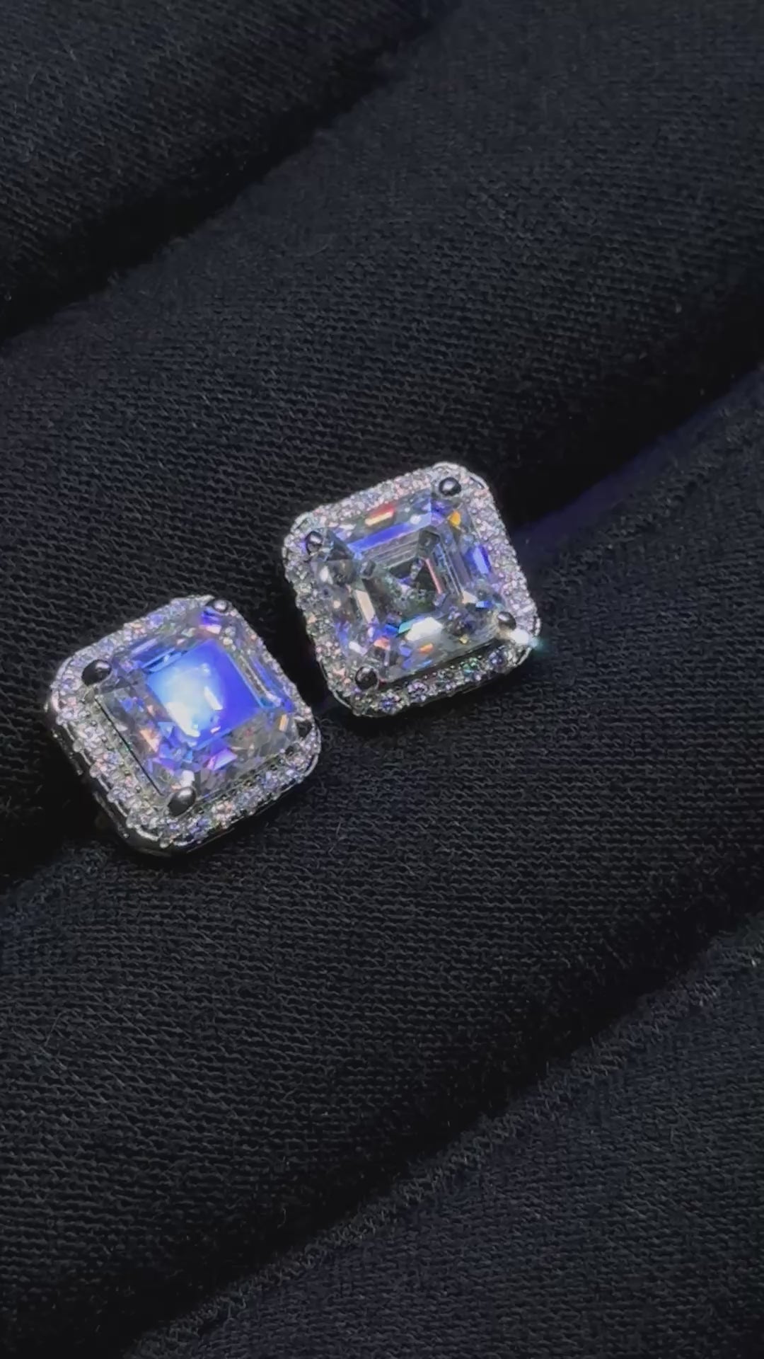 Asscher Cut VVS1 9.5mm Moissanite Earrings GRA CERTIFIED - 925 Sterling Silver