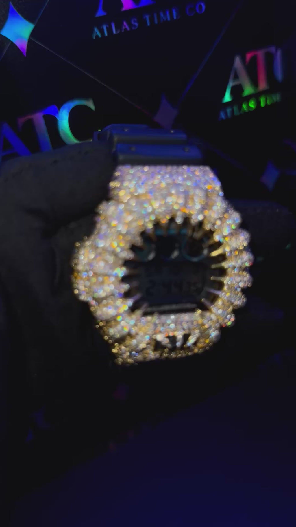 VVS1 Moissanite G-Shock DW6900-1V Watch - GRA CERTIFIED