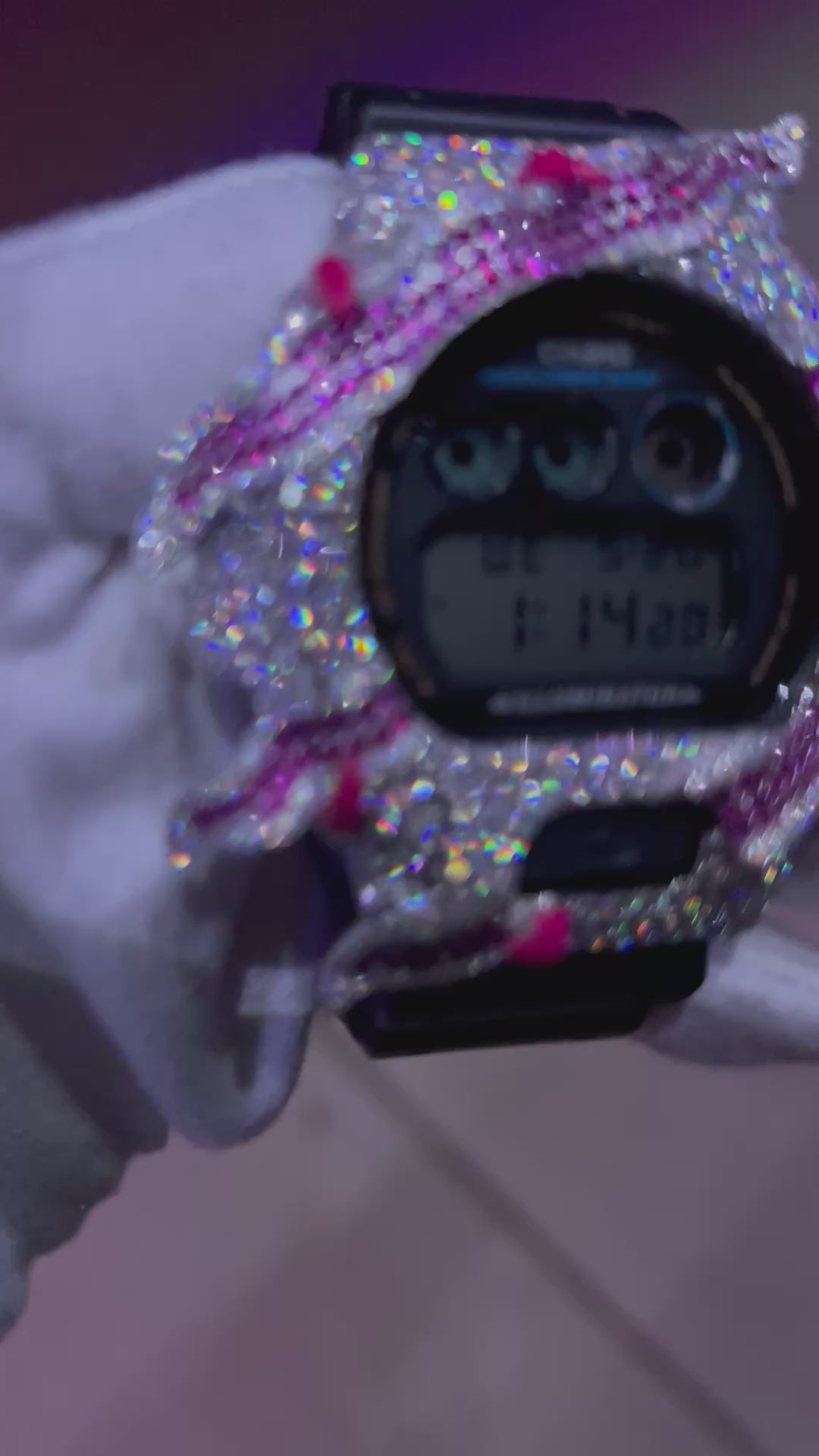 VVS1 Moissanite G-Shock ENAMEL SERIES (PINK) DW6900-1V Watch - GRA CERTIFIED