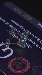 VVS1 6.5mm Green Moissanite Claw Setting Earrings GRA CERTIFIED - 925 Sterling Silver