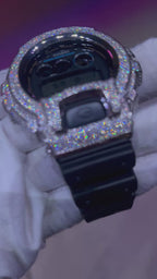 VVS1 Moissanite G-Shock DW6900-1V Watch - GRA CERTIFIED